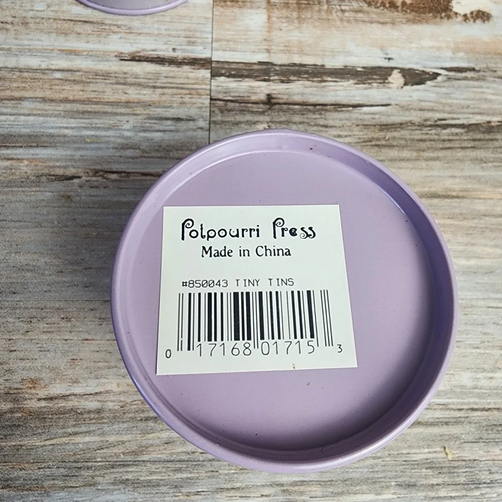 Potpourri Press Tiny Tins Set of 3 Lavender Purple Floral Iris Metal Containers